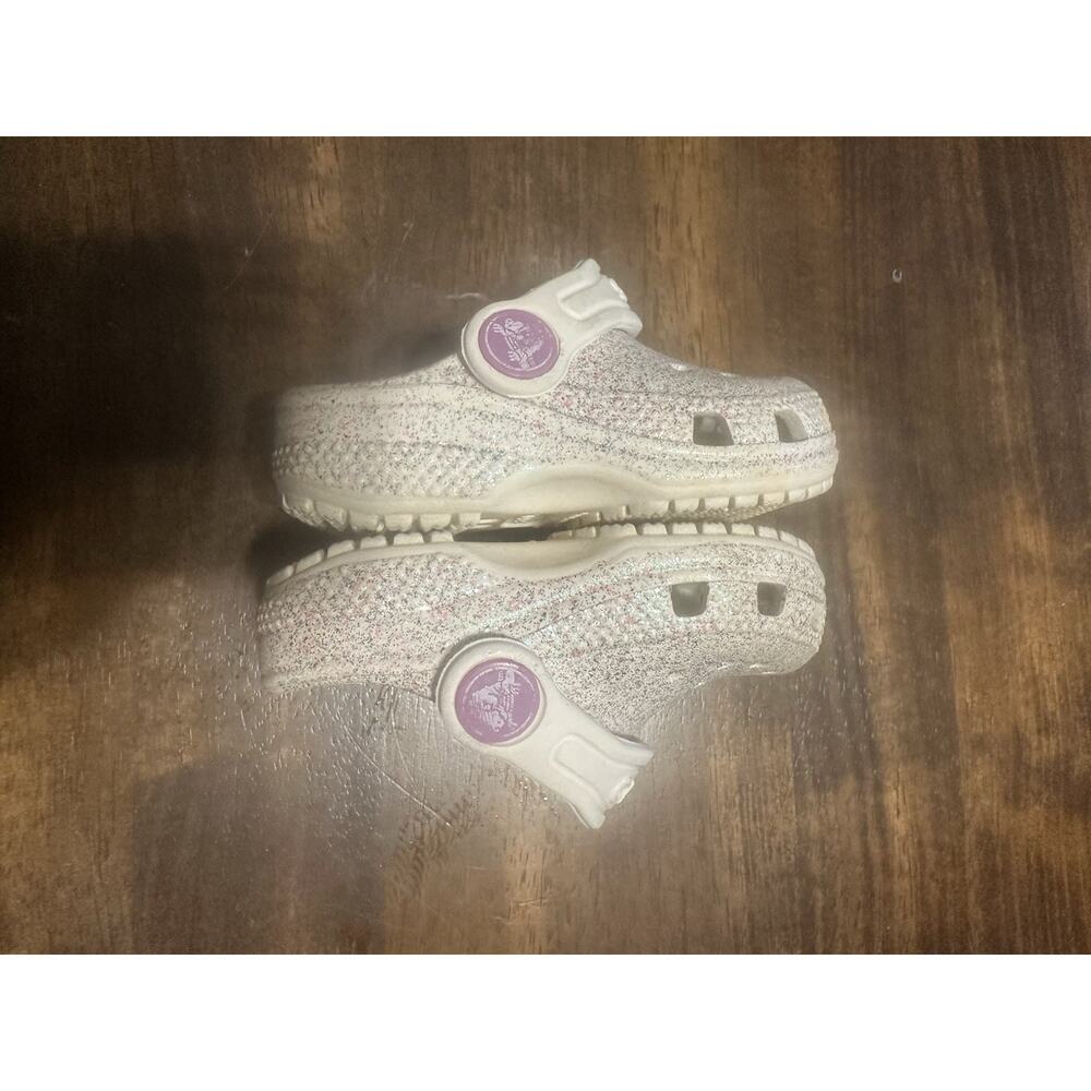 Crocs toddler clog sandals white shoe w/ glitter size C4 toddler breathable - Picture 6 of 7